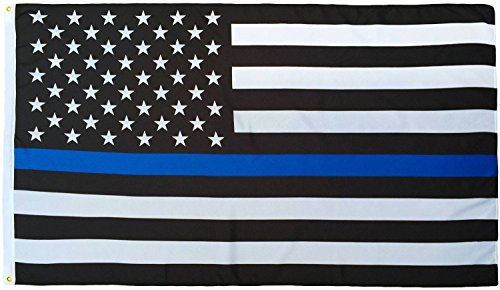 AES Wholesale Lot 100 3x5 USA American Police Blue Line Lives Matter Memorial Back The Blue Polyester Flag 3'x5' House Banner Brass Grommets Fade Resistant Double Stitched Premium Quality Polyester