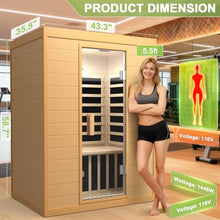 OUTARFIE Far Infrared Sauna, Canadian Hemlock Wood Sauna Spa Room for Indoor,1062W 110V Low EMF Saunas with Control Panel and Integrated Speakers, Mini Home Sauna Room for One Person (Brown-2Person)