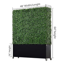 AGPL Artificial Boxwood Hedge Wall Privacy Screen with Black Planter Box, Mobile Green Plant Wall on Wheels, Greenery Fake Faux Grass Backdrop Divider Panels for Outdoor Decor 48" W* 67" H*12" D