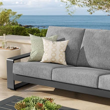 Modway Lirienne Aluminum Outdoor Sofa in Light Gray Gray - Weather-Resistant Modern 3-Seater Patio Couch with Removable Cushions