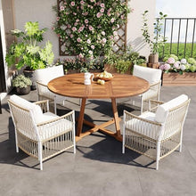 SKJDCSDLLSN Patio Dining Set with Extendable Round Table, 5-Piece