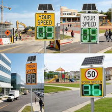 Solar Powered LED Radar Speed Display Signs, Flashing Speed Limit Indicator, Simultaneous Speed Measurement 4 Lanes, with Remote Control, for Speed-Limited Roads