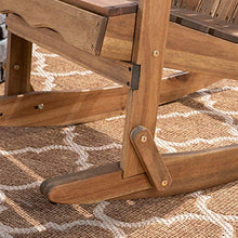 Great Deal Furniture Outdoor 5 Piece Acacia Wood Adirondack Rocking Chair Set with Fire Pit Natural Stone + Natural