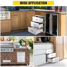 Takywep 304 Stainless Steel Outdoor Kitchen Drawers, Triple BBQ Island Storage Cabinet with Paper Towel Holder, Built-in Grill Station Drawers, Flush Mount Storage for Outdoor Kitchen and Patio