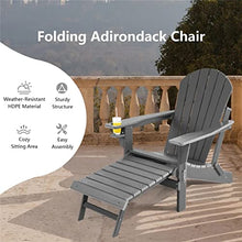 ONMYJFD Grey Patio Folding Chair All Weather Pull Out Ottoman