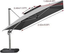 AMUYTCP Outdoor Market Patio Umbrella Canopy Cover, 10 X 10ft Patio Umbrella Replacement Canopy Square Cantilever Umbrella Replacement Cover 2-Tier Top Cover (Color:Light Grey)