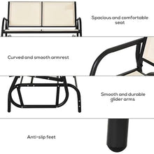 2-Person Outdoor Glider Bench, Patio Swing Rocking Chair Loveseat for Backyard Garden