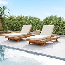 Christopher Knight Home Kayes Acacia Wood Chaise Lounge Chair Outdoor Set of 2, Poolside Sun Lounger Recliner, Patio Outdoor Chaise Lounge with 4'' Triple Folds Cushion, Teak+Cream