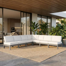Outdoor Escape White Fabric Outdoor Patio Modular Sectional with Contemporary Style, Weather-Resistant Upholstery, 120W X 120D X 34H Inches