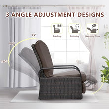 Skypatio Outdoor Wicker Recliner, Patio Recliner Adjustable Chair with 5.5" Thick Cushions and Ottoman, UV/Rust/Weather Resistant/Aluminum Frame/Hand Woven, Brown Color