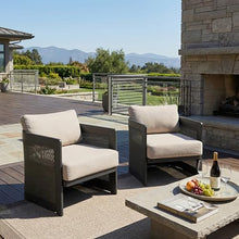Christopher Knight Home Arden Aluminum Outdoor Club Chairs Set of 2, Modern Patio Accent Chairs with Mesh Panels and Removable Cushions, Ergonomic Armchair for Garden/Poolside/Balcony, Beige + Black