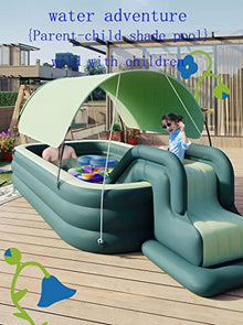 Children's Game Pool with Slide Swimming Pool Backyard Paddling Pool 1-8 People Parent-Child Pool (Green 2.6m) (Green 2.6m) (Yellow 3.05m)