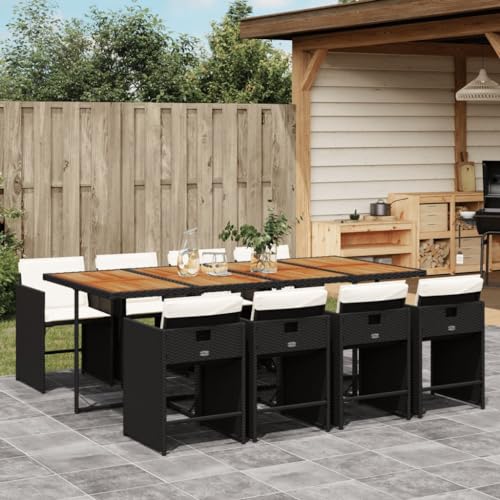 AMBERARD Patio Dining Set Set of 8 Black Furniture Set