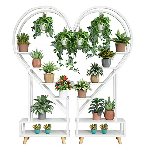 ZHOUYANB 4 Layer Plant Stand Heart-shaped Flower Pot Multifunctional With Hook For Patio Garden Balcony Living Room/g