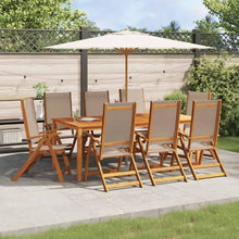 Xolmizyn Set of 8 Folding Garden Chairs, Solid Acacia Wood Outdoor Dining Chairs with Adjustable Backrests, Foldable Patio Seating for Balcony and Terrace