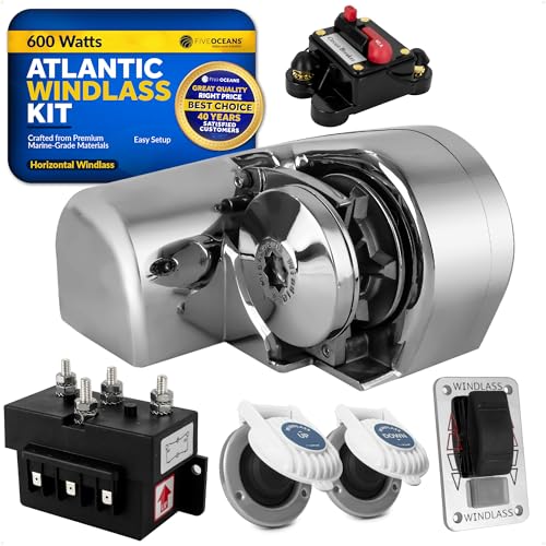 Five Oceans Horizontal Windlass Anchor System 600W 12V DC Silver