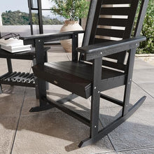 Amgalers 2Pcs Outdoor Rocking Chairs, Porch Patio Rockers with Slatted Seat 265LBS Capacity for Gardens, Backyards, Balconies(Black)