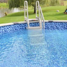 Main Access Smart Step 24 Inch Wide Above Ground Swimming Pool Deck Ladder with No Swim Zone and Flow Through Step Entry System, White