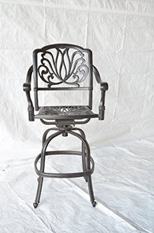 Elizabeth Outdoor Patio Set 5pc Swivel Bar Stools 30" Cast Aluminum Dark Bronze