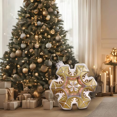 Fraser Hill Farm 36-Inch Prelit Vintage Snowflake Ornament Statue LED Lights 36" Oversized Snowflake