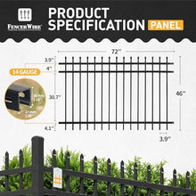 Fencer Wire Heavy Duty Pinnacle Fence Barrier Panel, 4FT Height X 6FT Width Anti-Rust Metal Fencing Panel, Steel Outdoor Decorative Garden Fence Panel for Yard, Pool, Patio, Pack of 10