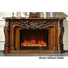 oaxroe Bedroom Fireplace Wood Fireplace Living Room Decorating Warming Fireplace Mantel Electric Insert Firebox LED Optical Artificial Flame Fireplace Heater(White,with Heater)