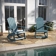 Taylor & Logan Savannah All-Weather Poly Resin Wood Adirondack Rocking Chair with Rust Resistant Stainless Steel Hardware in Sea Foam - Set of 2