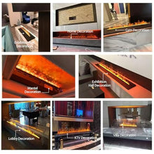 3D Water Vapor Fireplace,with 7 / Multiple Adjustable Flame Colors and 5 Brightness Levels, Brushed Stainless Steel,Touch Control,for Office,Home,Hotel,Restaurant 7colorsRemotecontrol-700mm