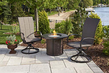 Outdoor GreatRoom Co Propane Fire Pit Table - Stonefire Gas Fire Pits for Outside Patio - 31" Round Composite Firepit Fire Table, Matching Tabletop Cover, Aluminum Frame Mesh Base, 55,000 BTU - Brown