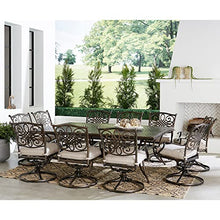 Hanover Renditions 11-Piece Outdoor Dining Set with Sunbrella® Fabric, 60"x84" Table & Swivel Chairs in Silver/Bronze