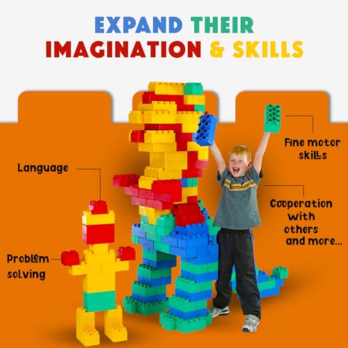 BiggoBlocks Jumbo Building Blocks Set 192 pcs Red, Blue, Green, Yellow