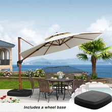OROTLECT 144'' Round Large Outdoor Wood Pattern Cantilever Umbrella With Wheeled Base,Cream