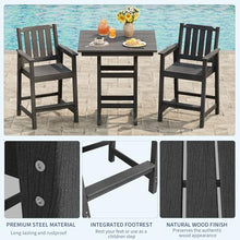 SLEKVERSA Adirondack Outdoor Bar Stools Set of 4, All-Weather HDPE Bar Height Patio Chairs with Back and Footrest, 400 LBS Capacity for Deck, Poolside, Outdoor Kitchen, Backyard and Resort, Dark Grey