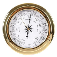 5.7in Portable Marine Wall Hanging Barometer Thermometer Hygrometer Clock Meter Kit, Barometer Traditional Weather Station 4Pcs Weather Station Set, Brass ?Case Boat Accessory Barometer