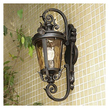 ALDEPO Wall Lamp 1-Light Outdoor Exterior Wall Down Lantern Corridor Sconce Traditional Porch Patio Lighting Fixture with One E27 Base, Water-Proof, Cast Aluminum Housing, Glass Panels (Color : XL)