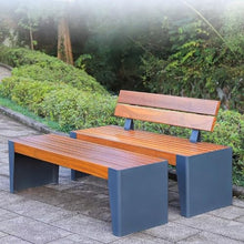 clould fitness Park Bench Leisure Seat Outdoor Rest Bench with Backrest Square Community Solid Wood Park Chair Outdoor Benches