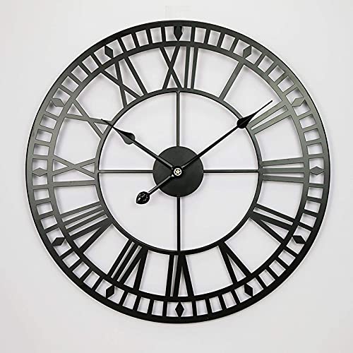 GFAZXDS Waterproof Outdoor Clock Garden Clocks Retro Roman Numeral Outdoor Wall Clock Simplicity Iron Art Outdoor Clocks Battery Operated Silent Outside Clocks