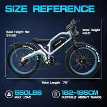 Tumotcy 1000W Electric Bike 52V 23Ah 7-Speed Fat Tire Dual Motor White