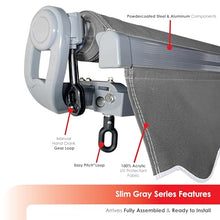 ADVANING SG Series, 12'x10' Manual Retractable Awning, Fully Assembled Quality UV+ Sun Shade Canopy, Color: Gray, MA1210-A118NG