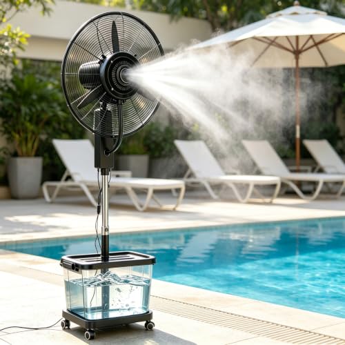 MARIYCH Industrial Misting Fan with 3 Speed with 42L/11Gal Water Tank