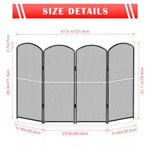 Black Fire Spark Guard Cover Decorative 4 Panel Foldable Fireplace Screen Stand for Home Indoor Fireplace - Protective Cover Guard for Fire Safety ()
