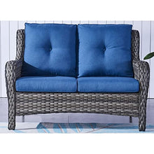 Outdoor Wicker Loveseat Sofa with Cushion Patio Rattan Black Modern Contemporary Resin Steel Powder Coated Included