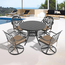 Hassyee All-Weather Bistro Set with Round Table for Balcony, Patio Furniture Set with Two Swivel Chairs and Water Resistant Cushions for Dining Room, Lawn, Poolside, Garden (Black 7)