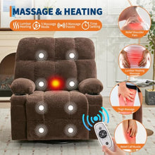 DobleePy Oversized Swivel Rocker Recliner Chair with Heat & Massage, Brown