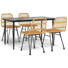 Molumvel 5-Piece Patio Dining Set with Table and 4 Chairs, Weather-Resistant Poly Rattan Furniture for Garden, Backyard, and Outdoor Living Space