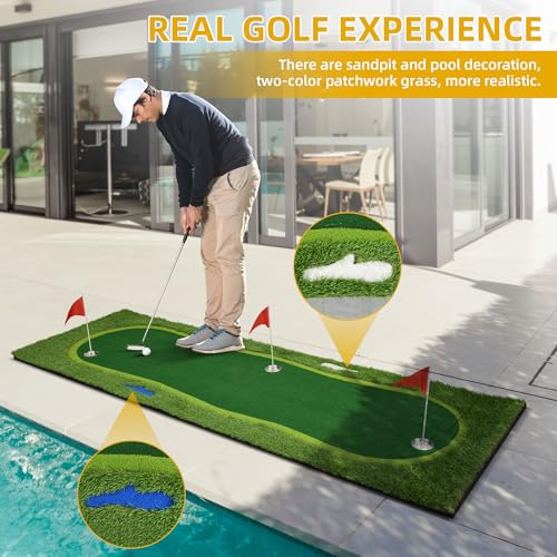 DWVO Golf Putting Green 3.3X10ft Practice Putting Mat Green