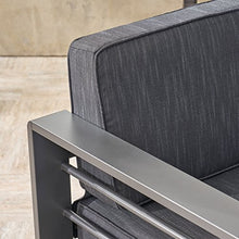 Great Deal Furniture Outdoor Loveseat and Fire Pit Set Grey with Dark Grey Cushions
