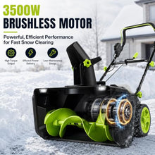 Cordless Snow Blower, 3500W Brushless, 25FT Throw, 30-Min Runtime