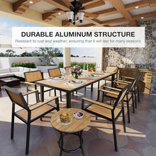 Pamapic 10-Piece Patio Dining Set Outdoor Aluminum Furniture with Teak Table Top and 8 Stackable Chairs