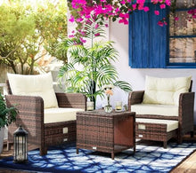 UOPYNE Patio PE Wicker Chaise Lounge, 5 Pieces Outdoor Patio Wicker Chairs Set with Ottoman, Outside Sunbathing Camping Pool Beach Patio Furniture Set, All Weather Backyard Conversation Seat